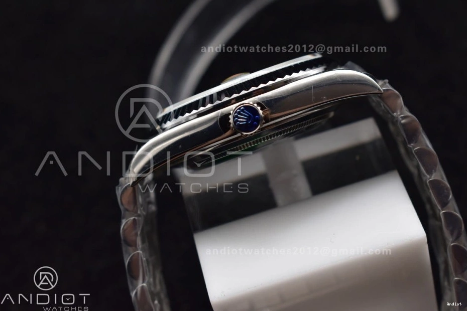 40 V2 Roman GMF SS Bracelet Steel Iced DayDate President On Dial Markers Blue A3255 904L 0309